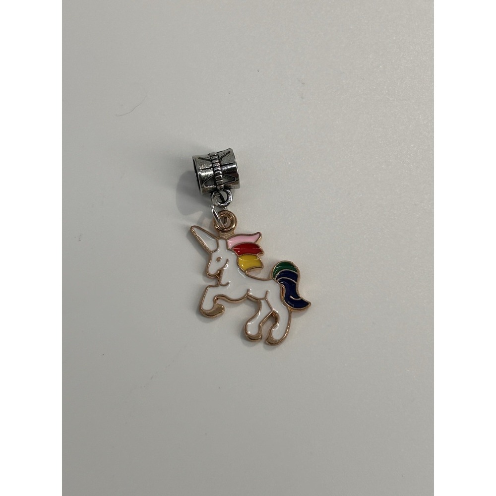 Vintage Enamel Unicorn Charm W/ Slide